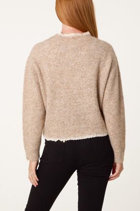 Lace Trim & Neck Knit Jumper