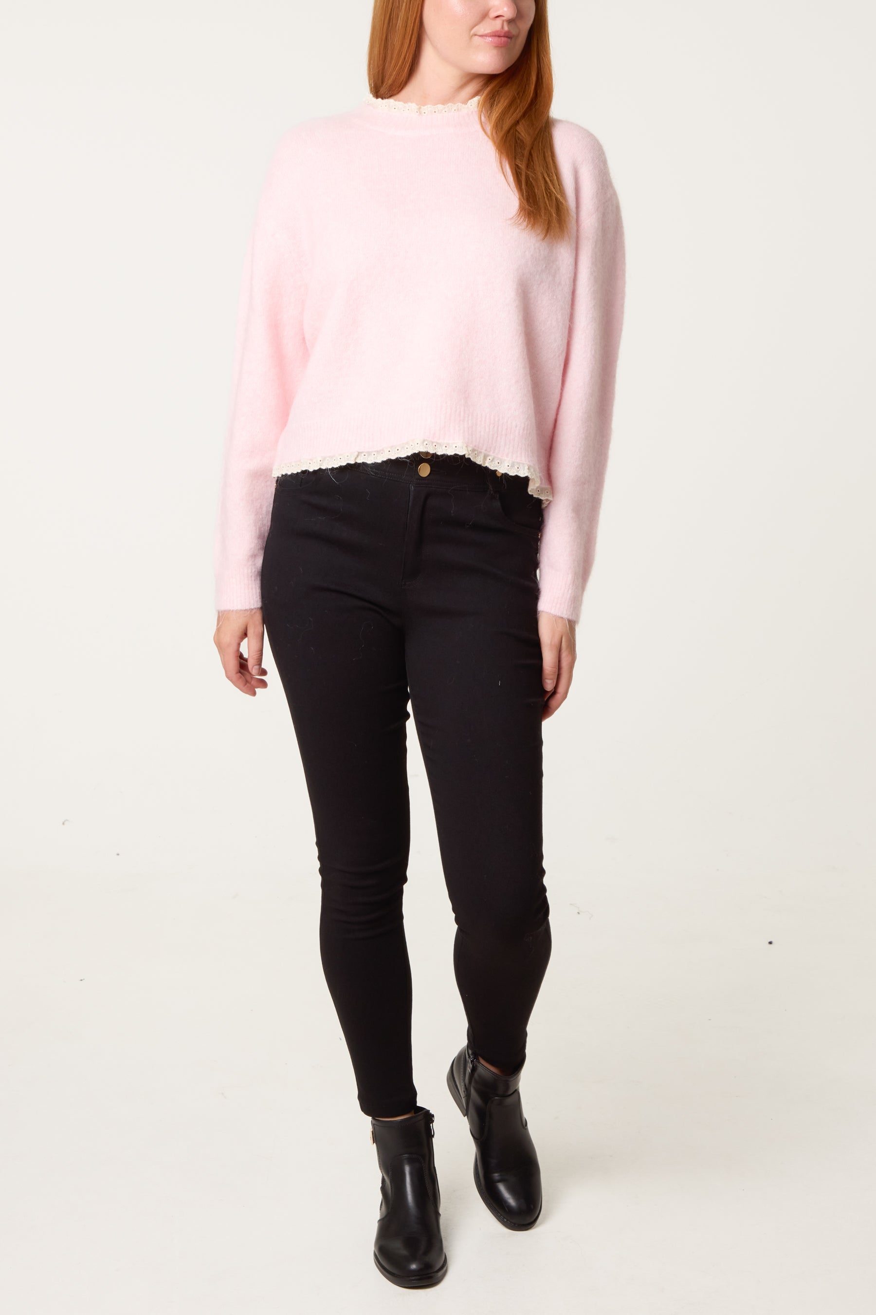 Lace Trim & Neck Knit Jumper