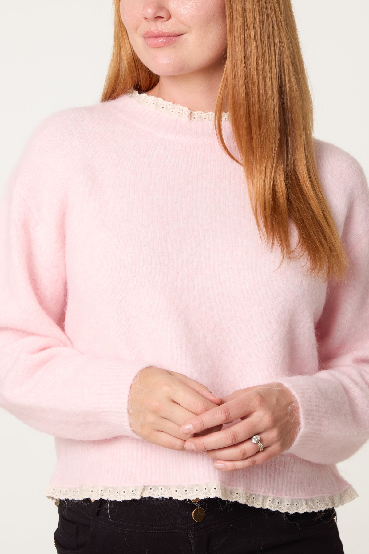 Lace Trim & Neck Knit Jumper
