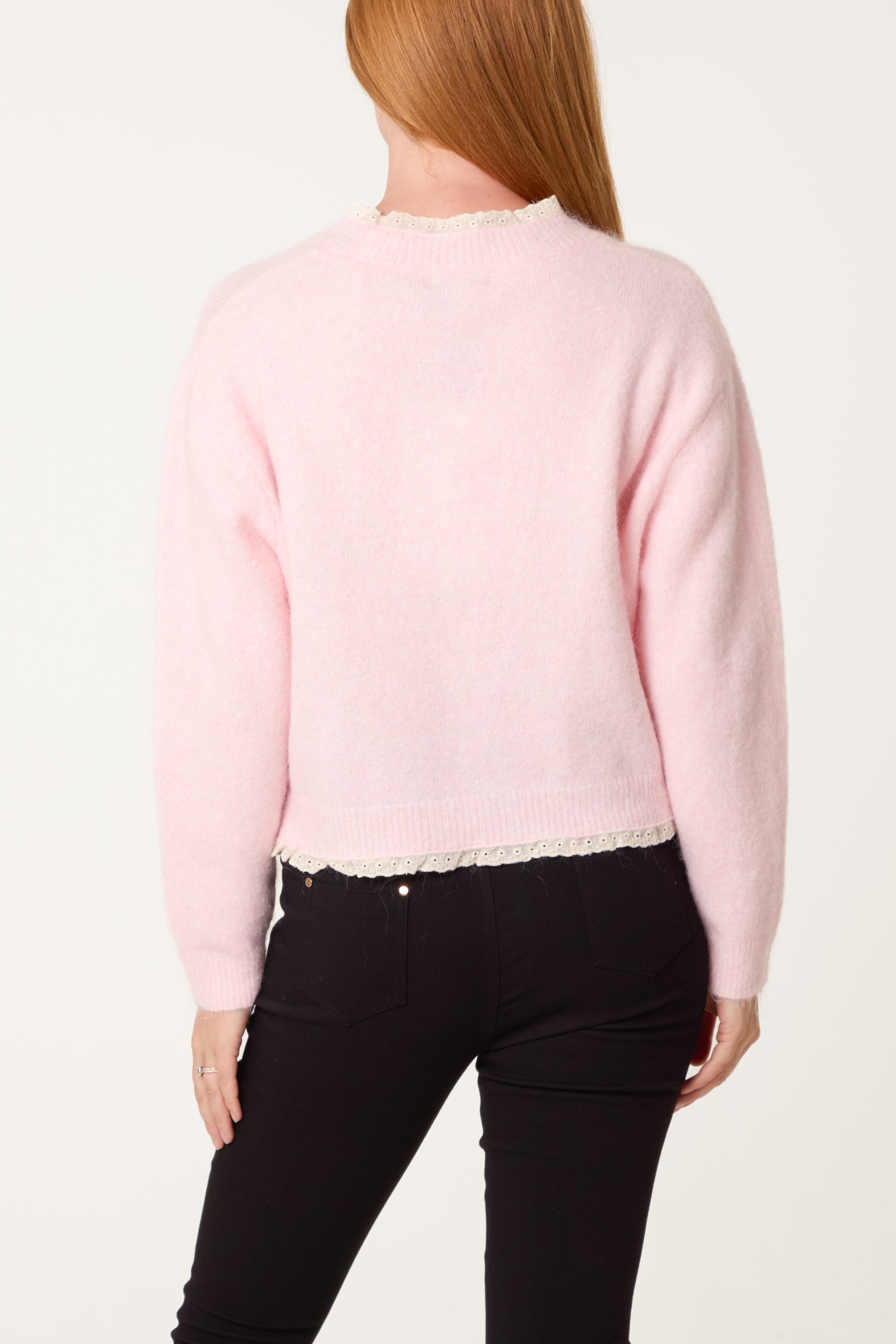 Lace Trim & Neck Knit Jumper