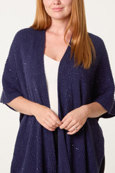 Sequined Fringe Knitted Cape