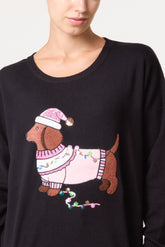 Sequin Detail Christmas Dachshund Jumper