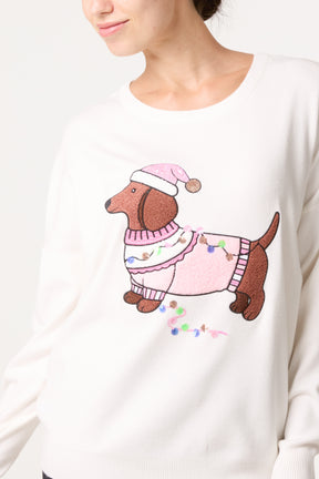 Sequin Detail Christmas Dachshund Jumper