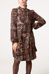 Rhinestone High Neck Swing Dress