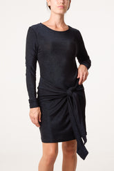 Slinky Metallic Tie Front Mini Dress
