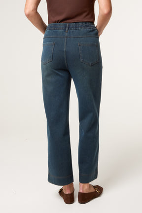 Elastic Waist Brown String Jeans