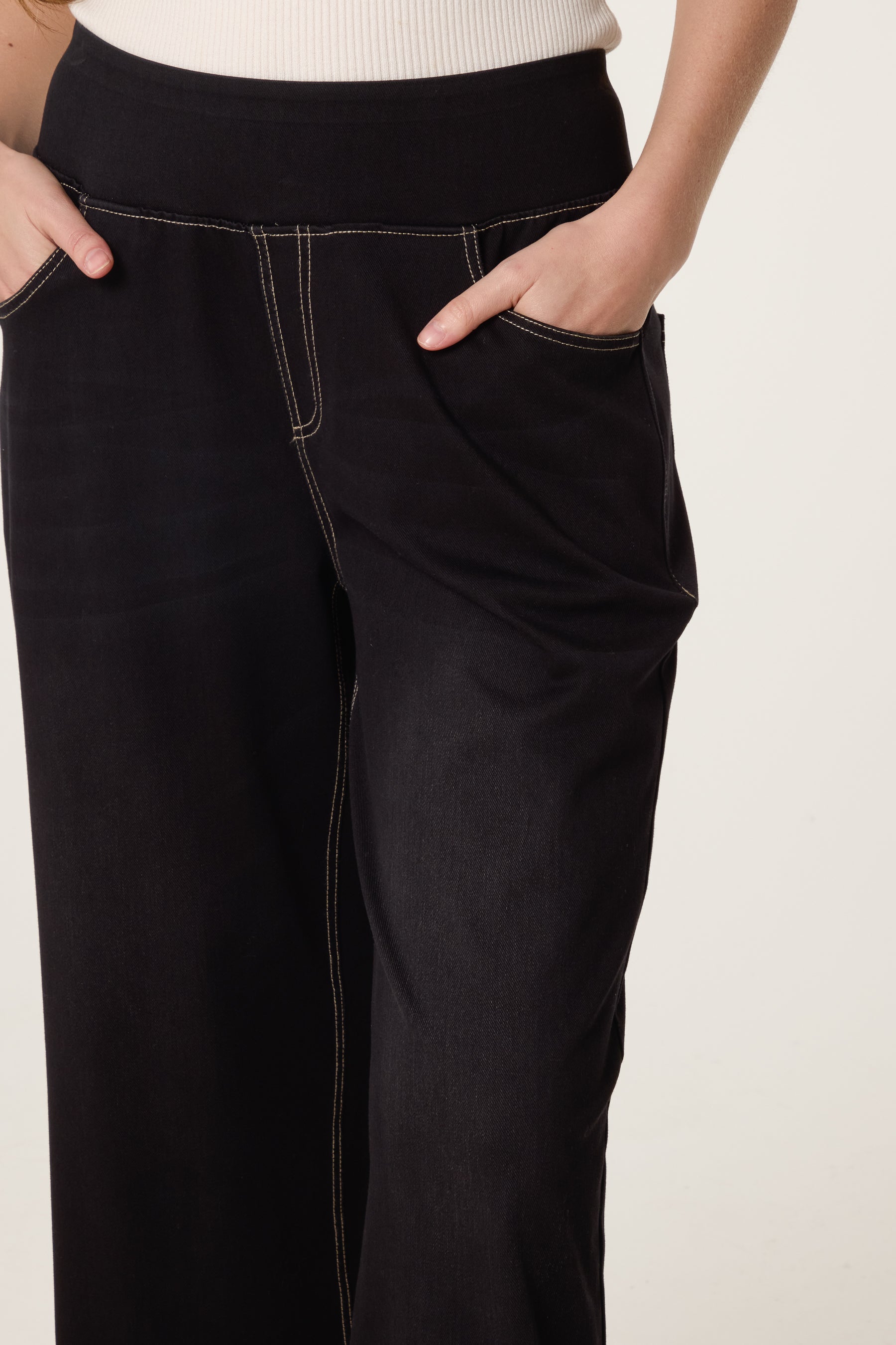 Wide Waistband & Wide Leg Jeans