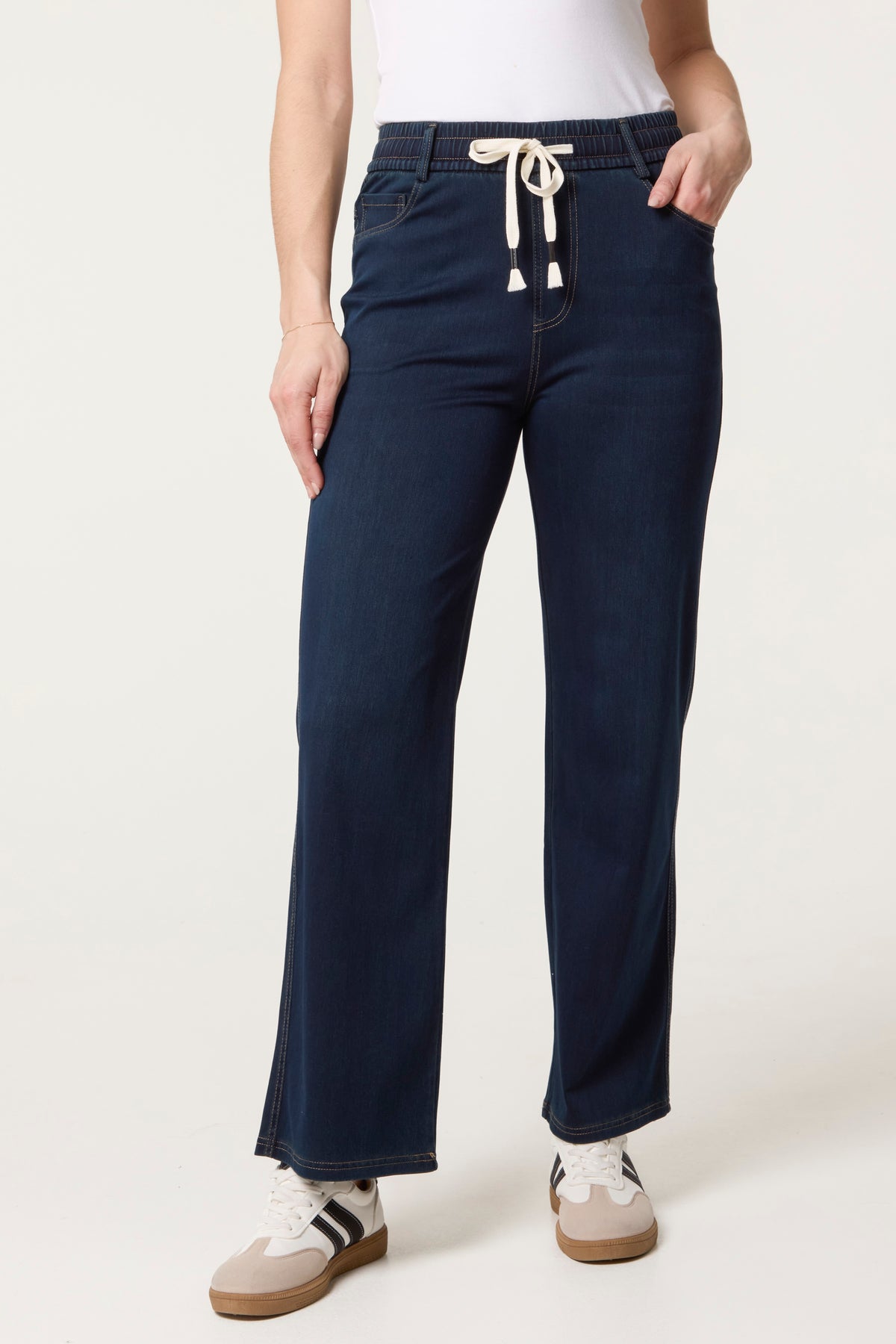 Herringbone Tie Up Stretch Trouser