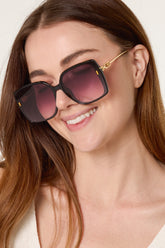 Purple Lens Gold Arm Sunglasses
