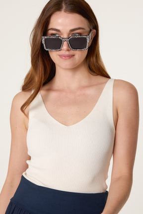Rhinestone Square Sunglasses