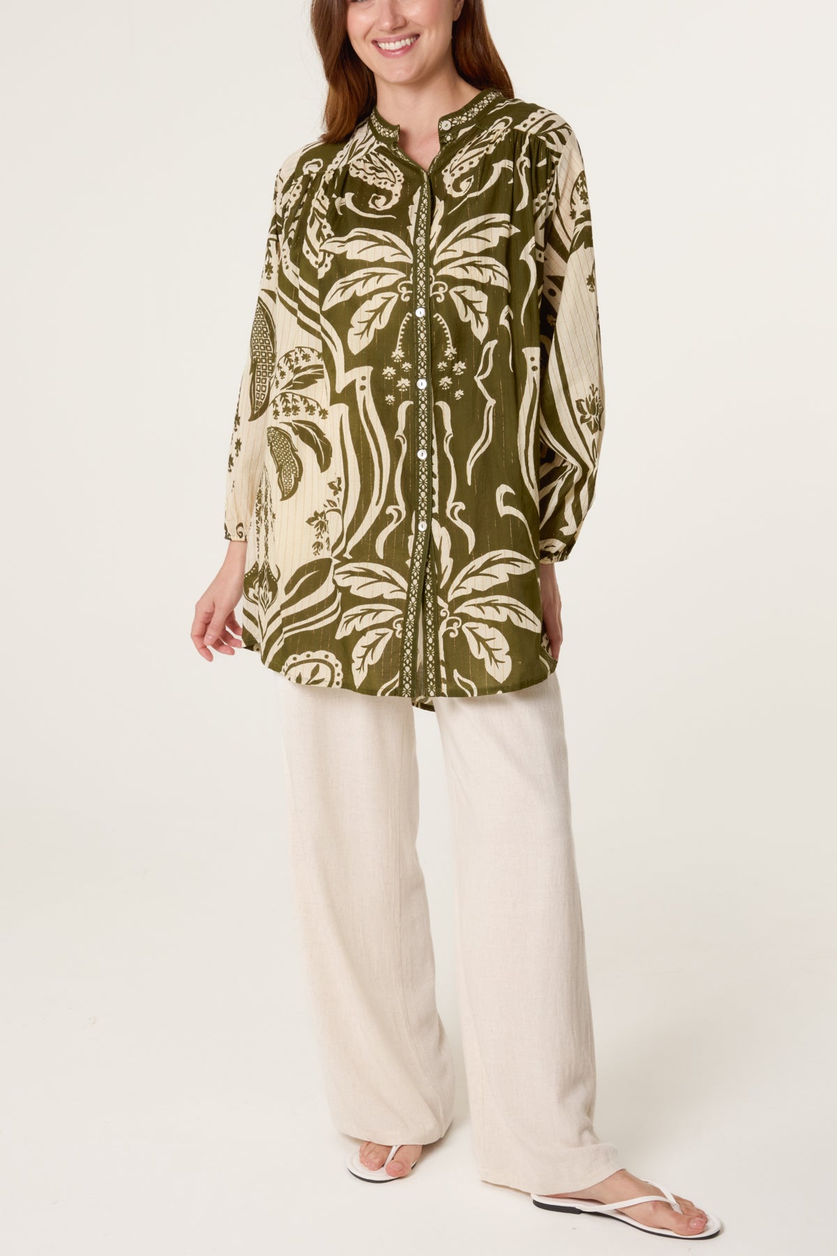 Tropical Lurex Oversized Shirt