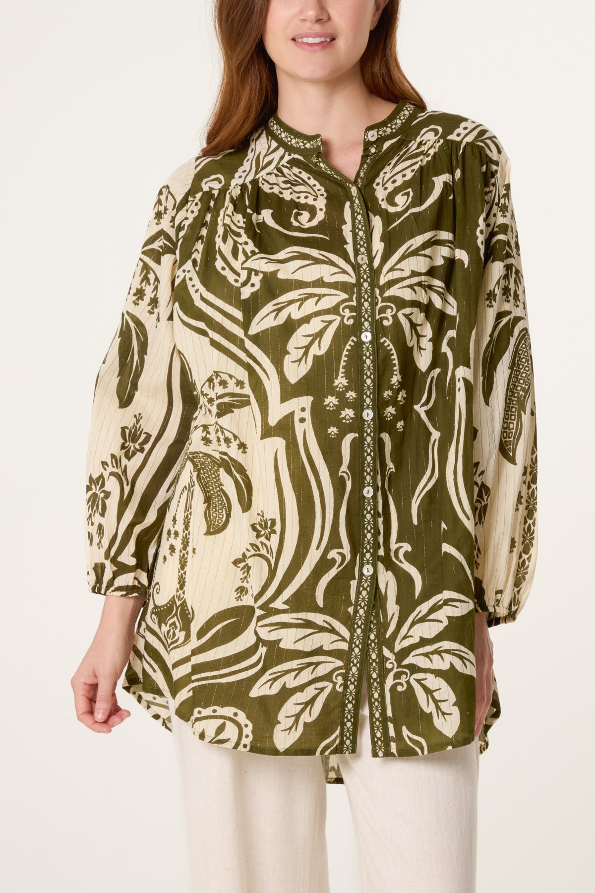 Tropical Lurex Oversized Shirt