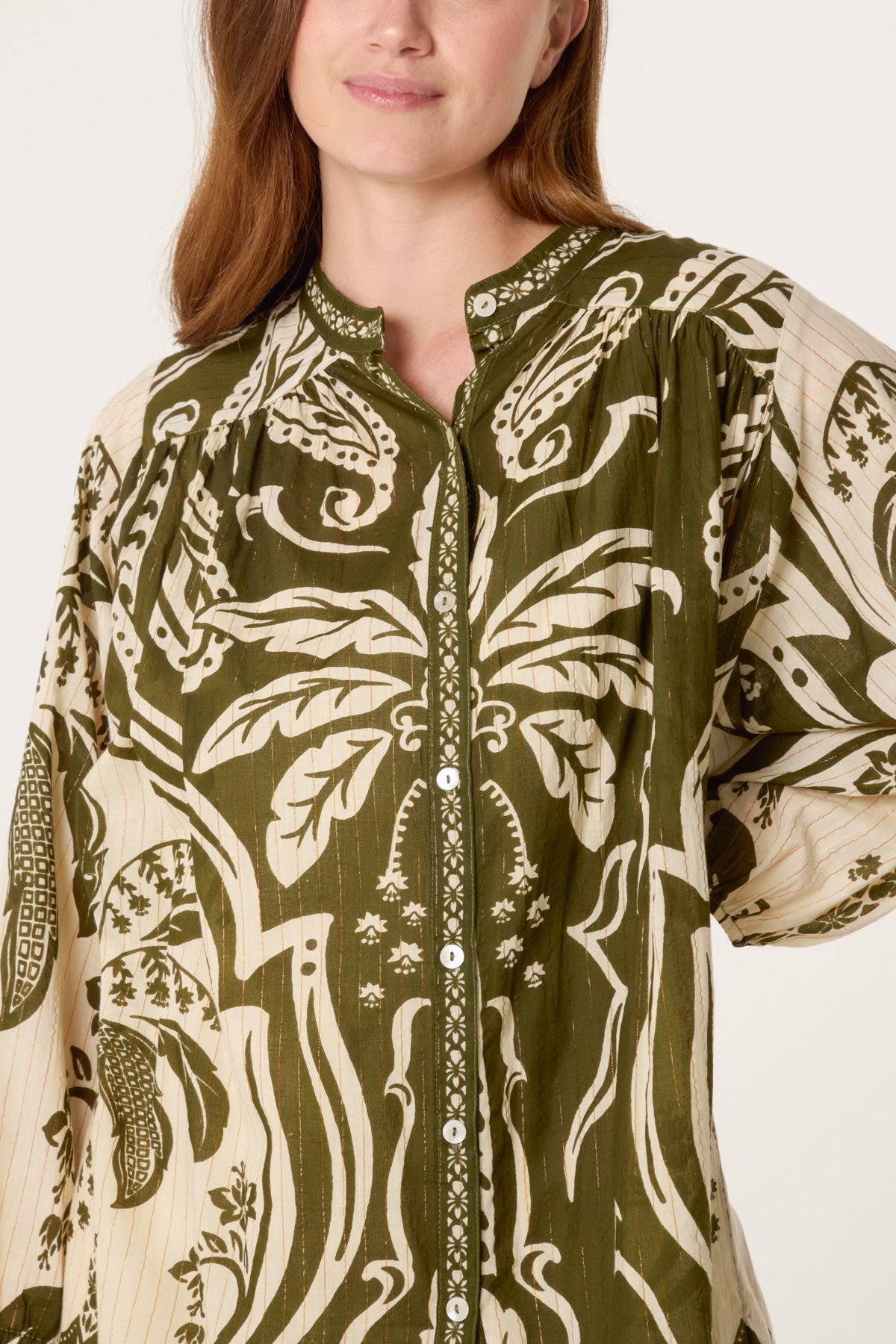 Tropical Lurex Oversized Shirt
