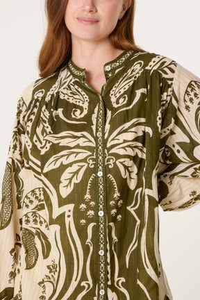 Tropical Lurex Oversized Shirt