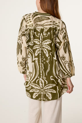 Tropical Lurex Oversized Shirt