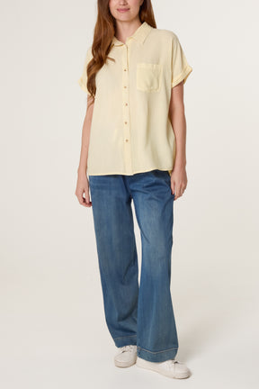 Washed Button Front Pocket Shirt