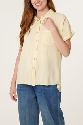 Washed Button Front Pocket Shirt