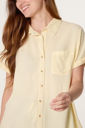 Washed Button Front Pocket Shirt