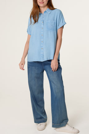 Washed Button Front Pocket Shirt