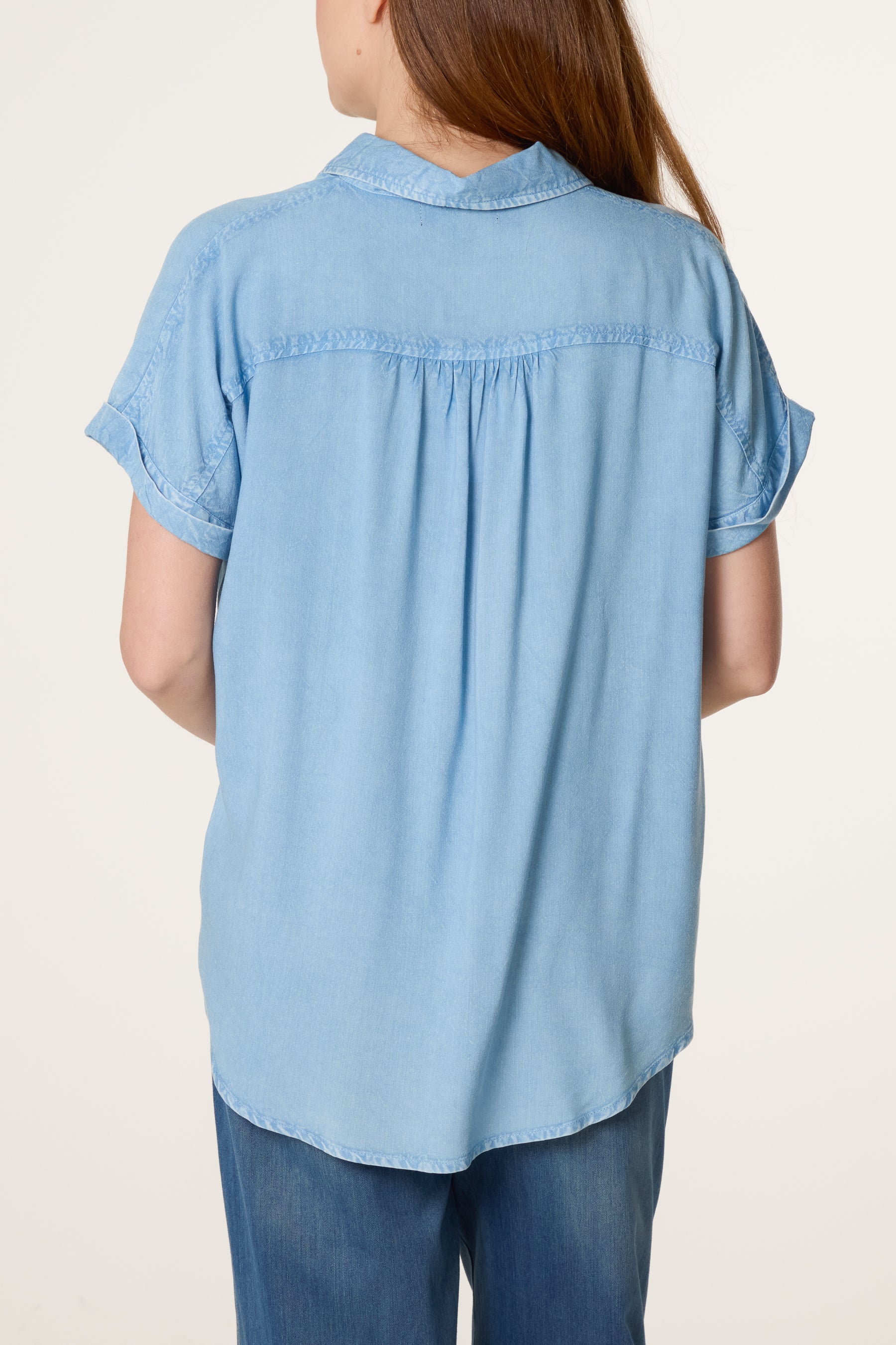 Washed Button Front Pocket Shirt