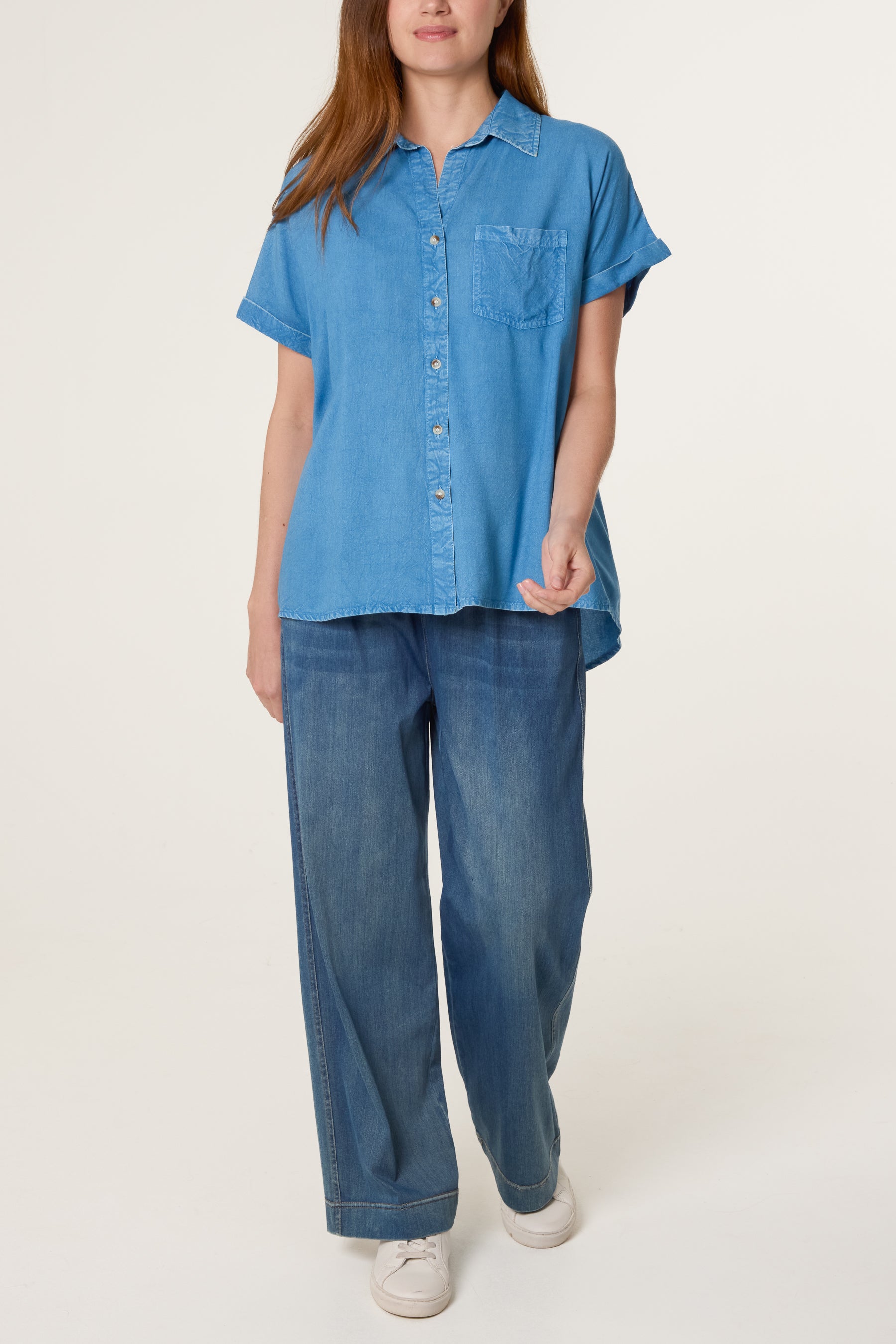 Washed Button Front Pocket Shirt