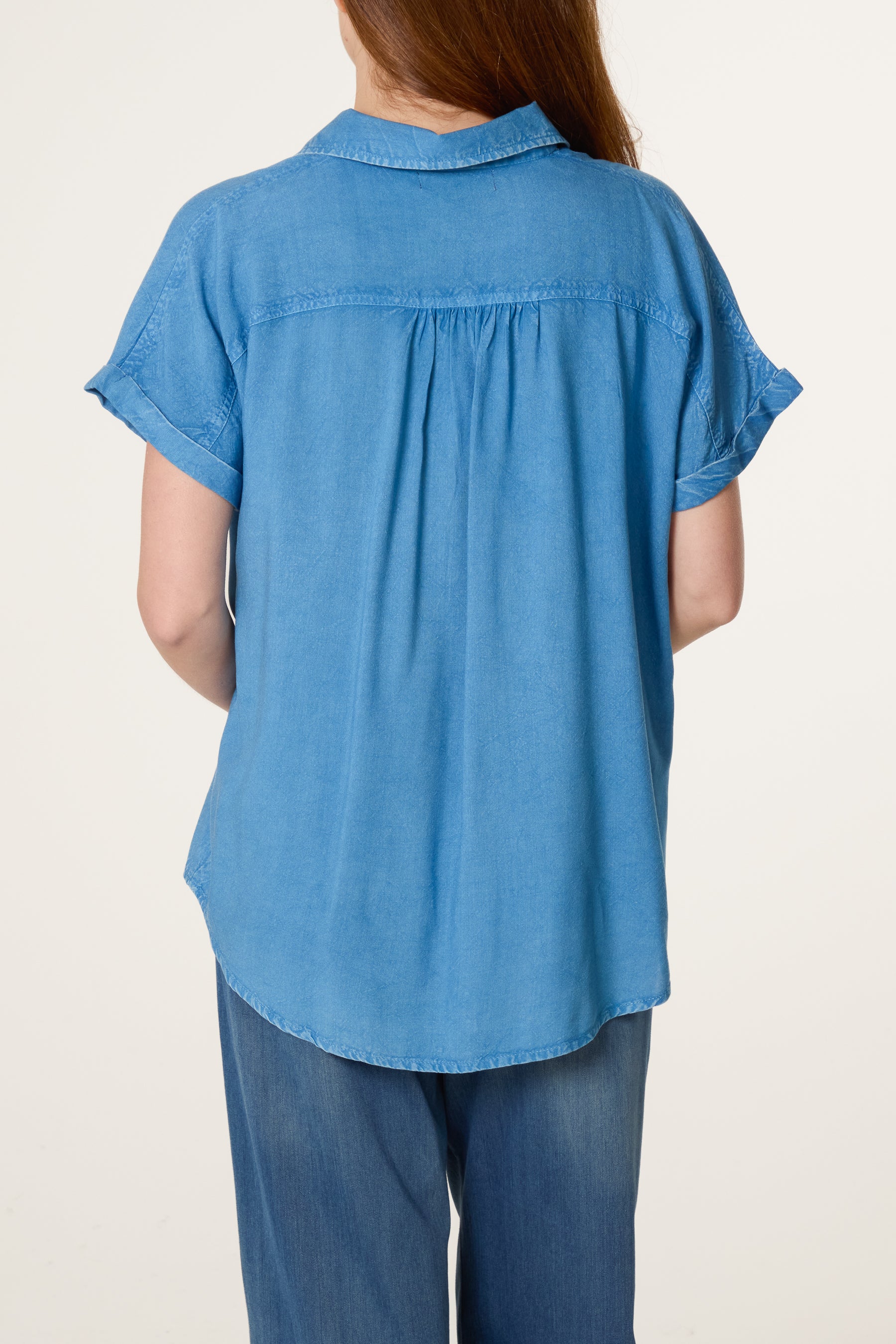 Washed Button Front Pocket Shirt