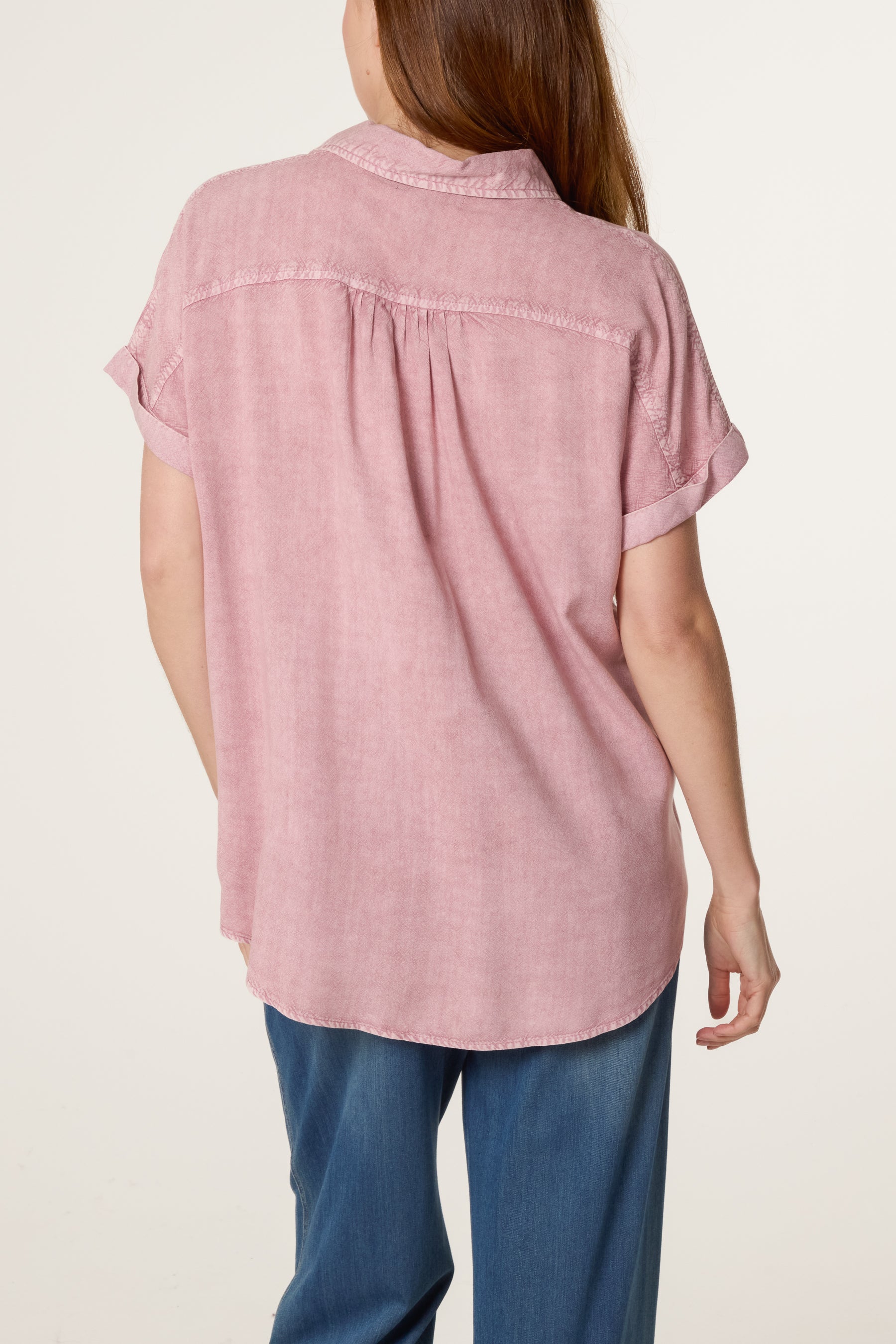 Washed Button Front Pocket Shirt