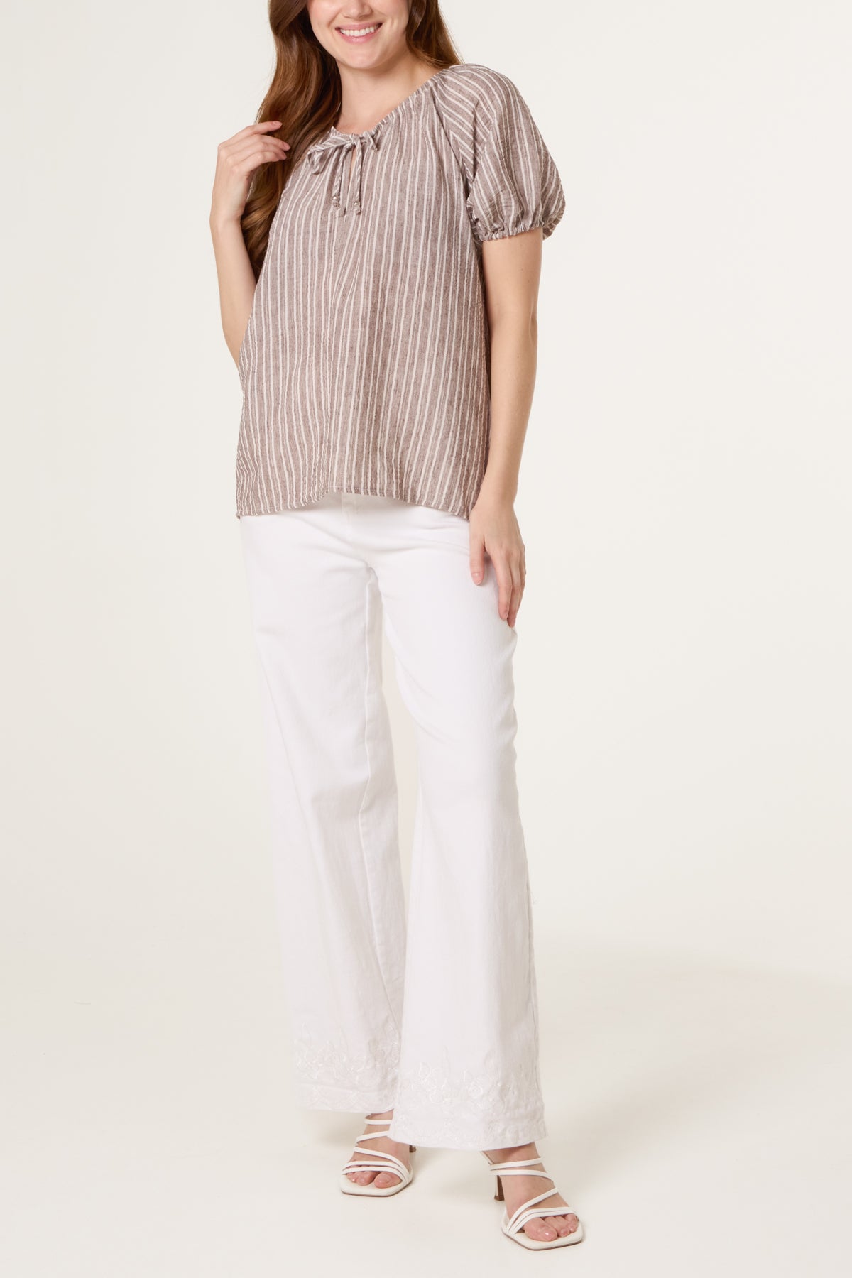 Tie Front Pinstripe Blouse