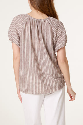 Tie Front Pinstripe Blouse