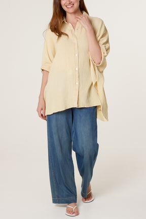 Crinkle Oversized Button Through Shirt