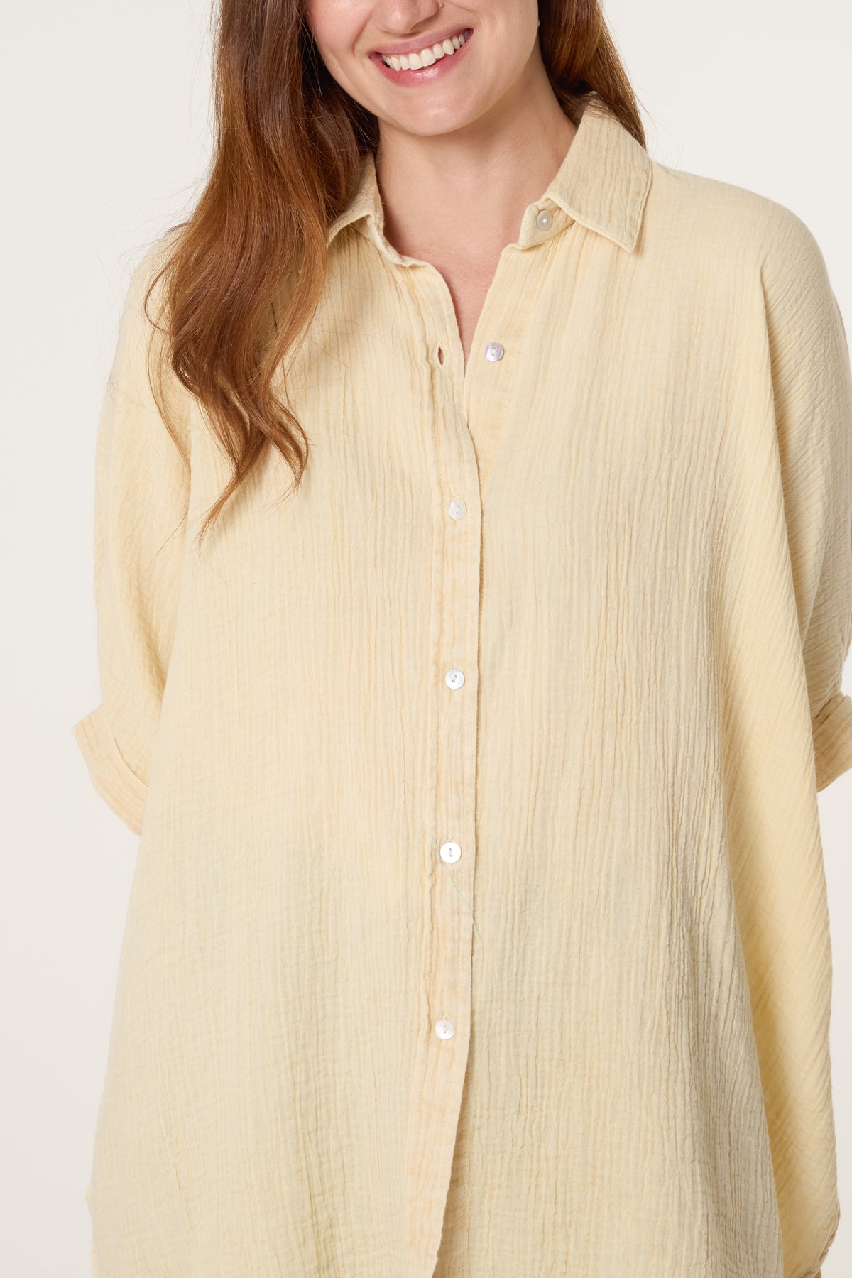 Crinkle Oversized Button Through Shirt