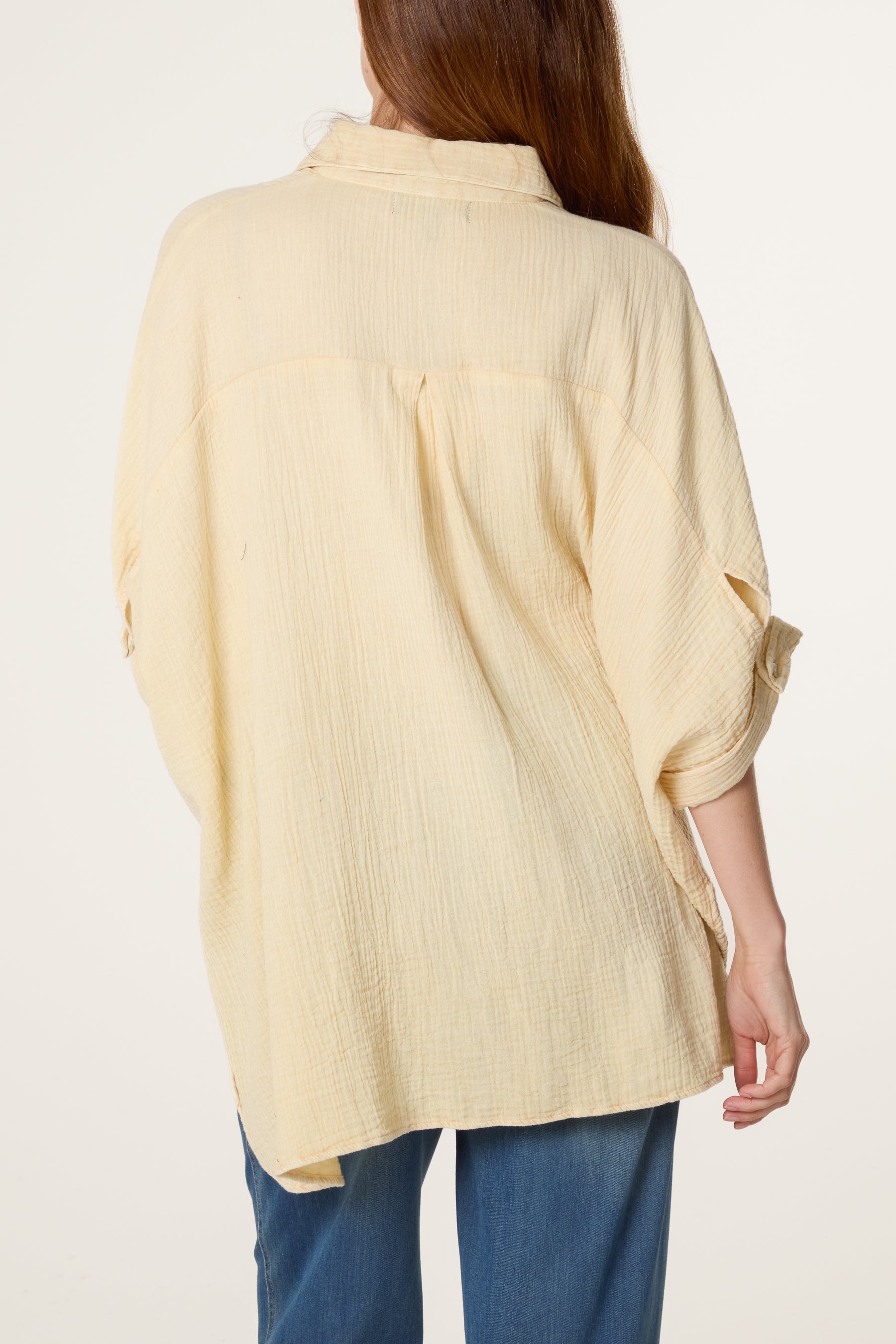 Crinkle Oversized Button Through Shirt