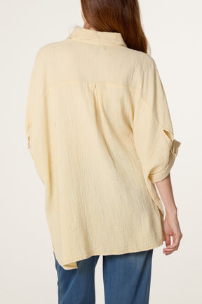 Crinkle Oversized Button Through Shirt