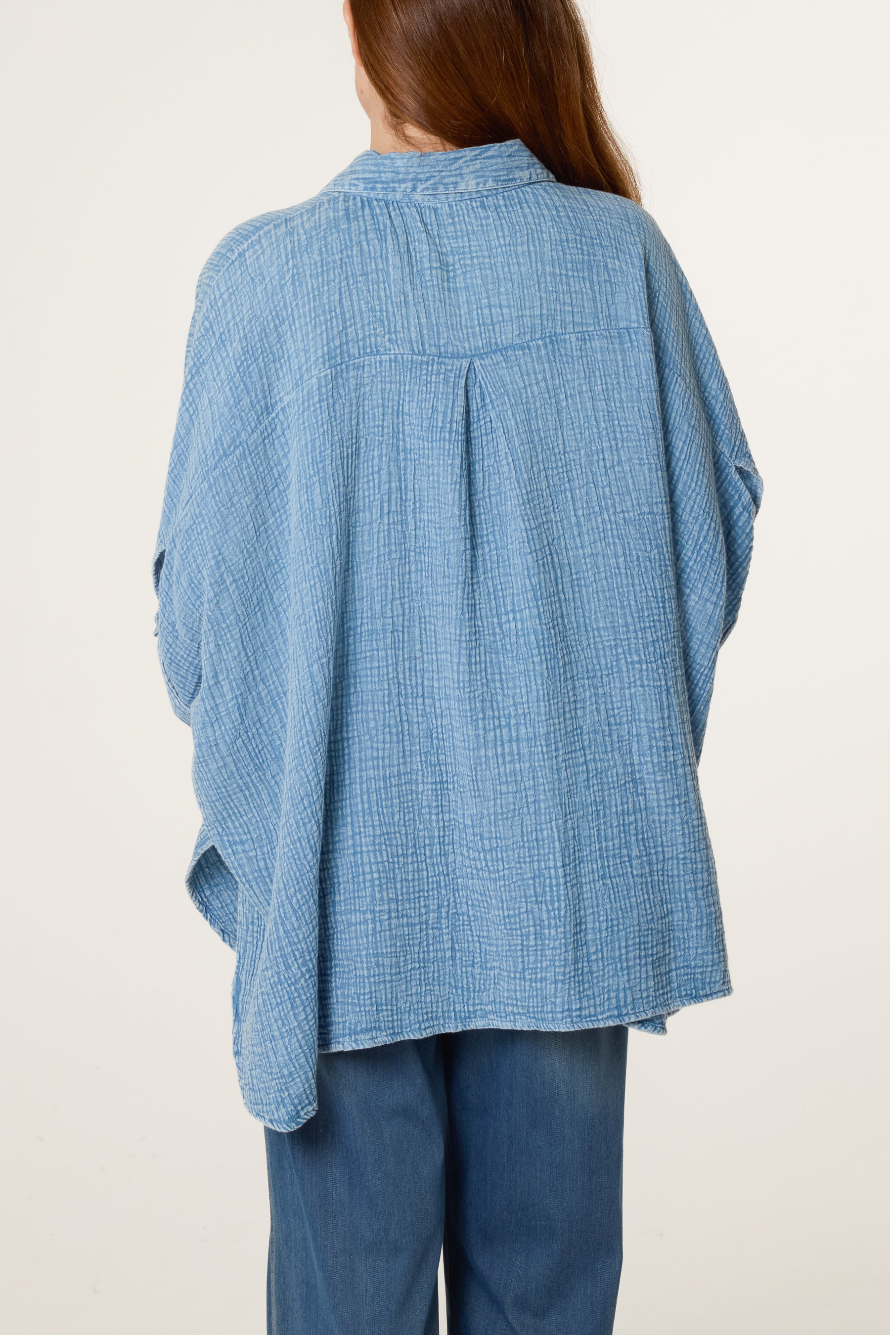 Crinkle Oversized Button Through Shirt