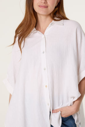 Crinkle Oversized Button Through Shirt