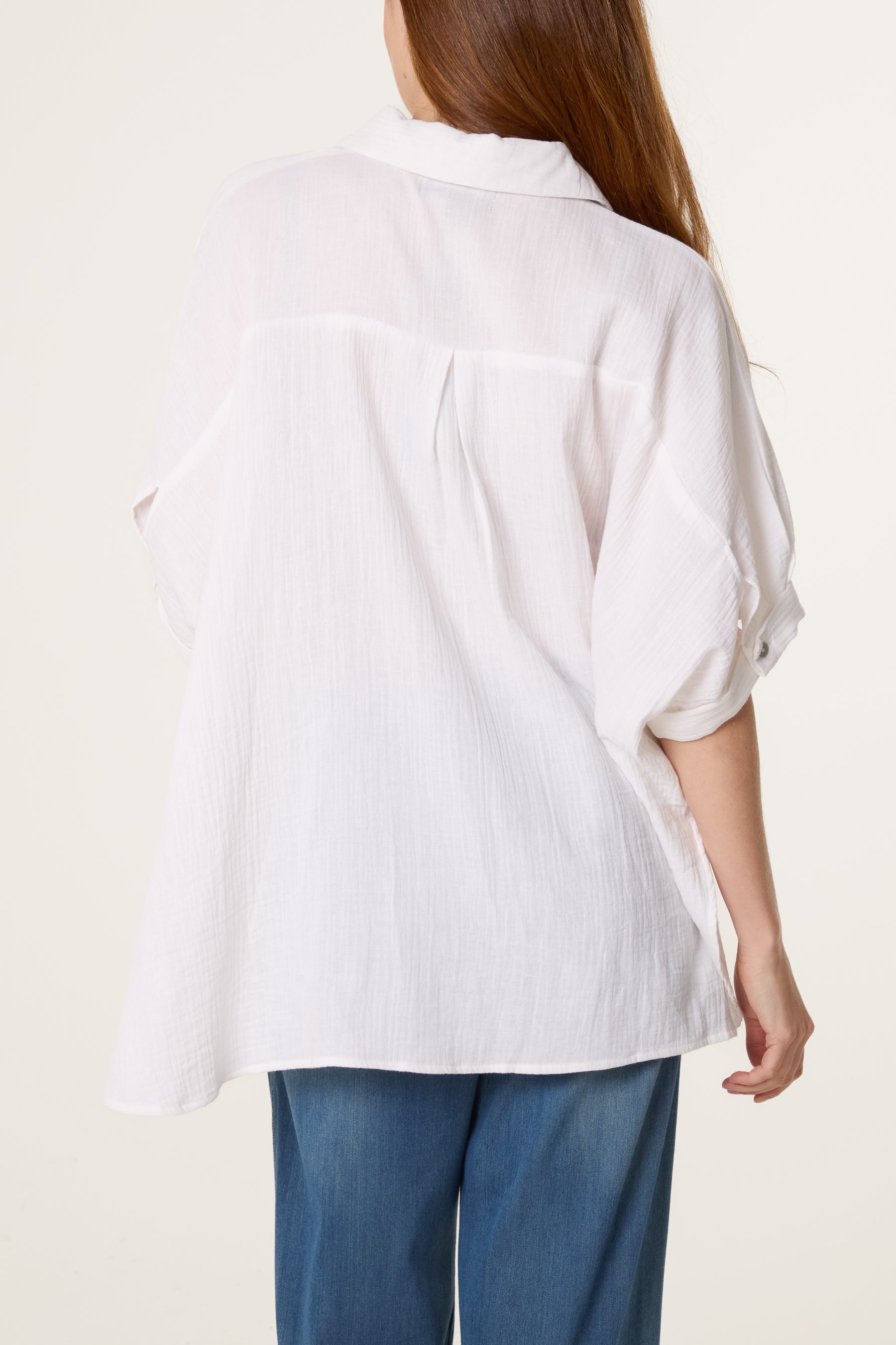 Crinkle Oversized Button Through Shirt