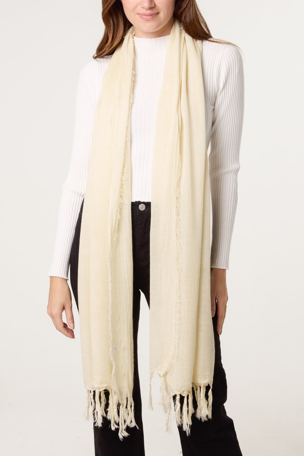 Stone Wash Tassel Scarf