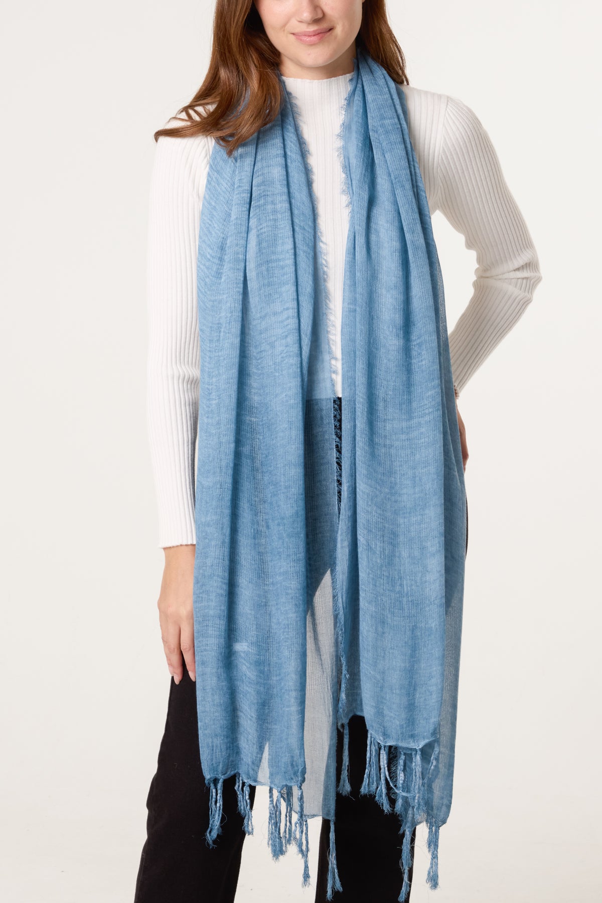 Stone Wash Tassel Scarf