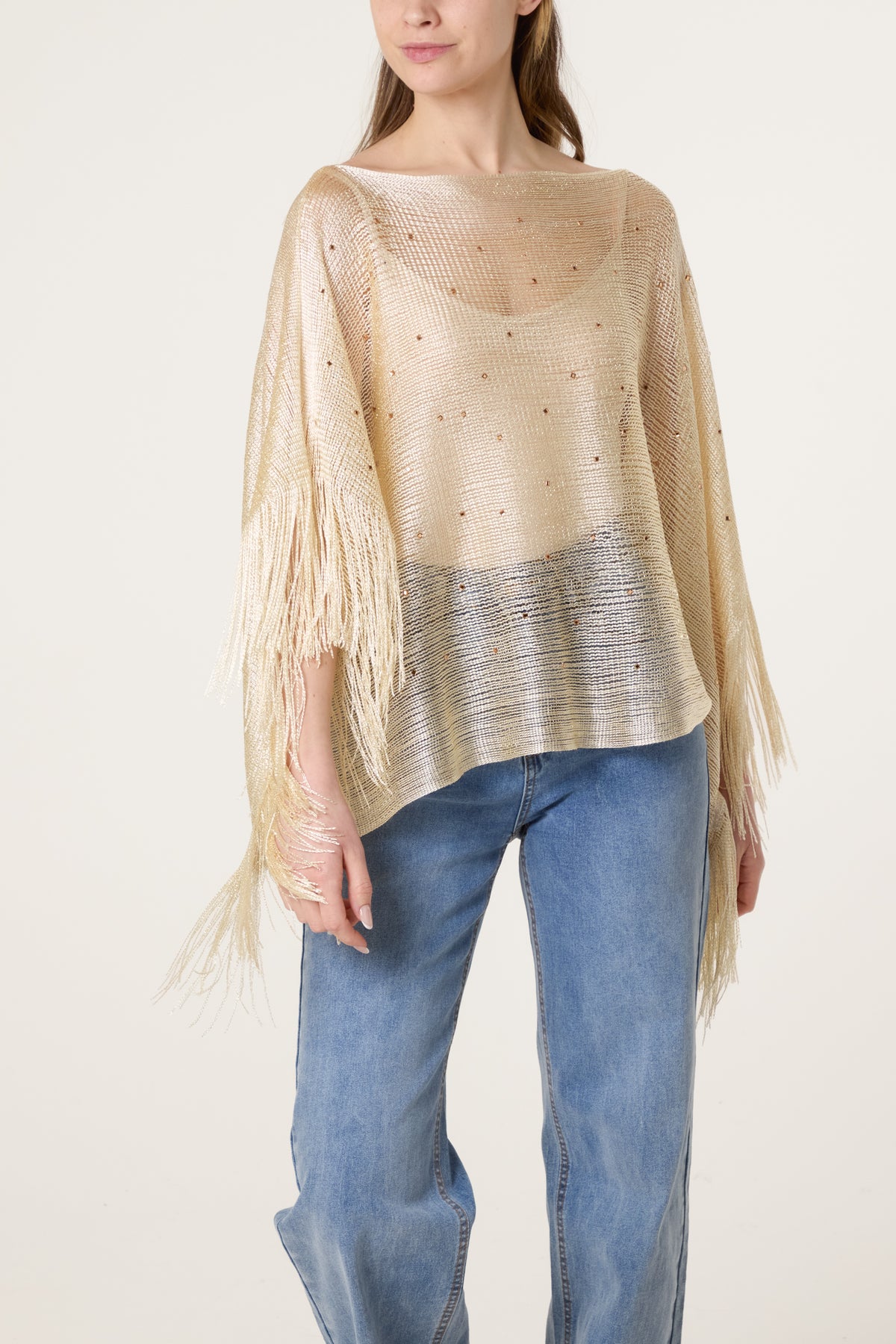 Tassel Sleeve Diamante Cape