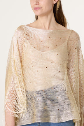 Tassel Sleeve Diamante Cape
