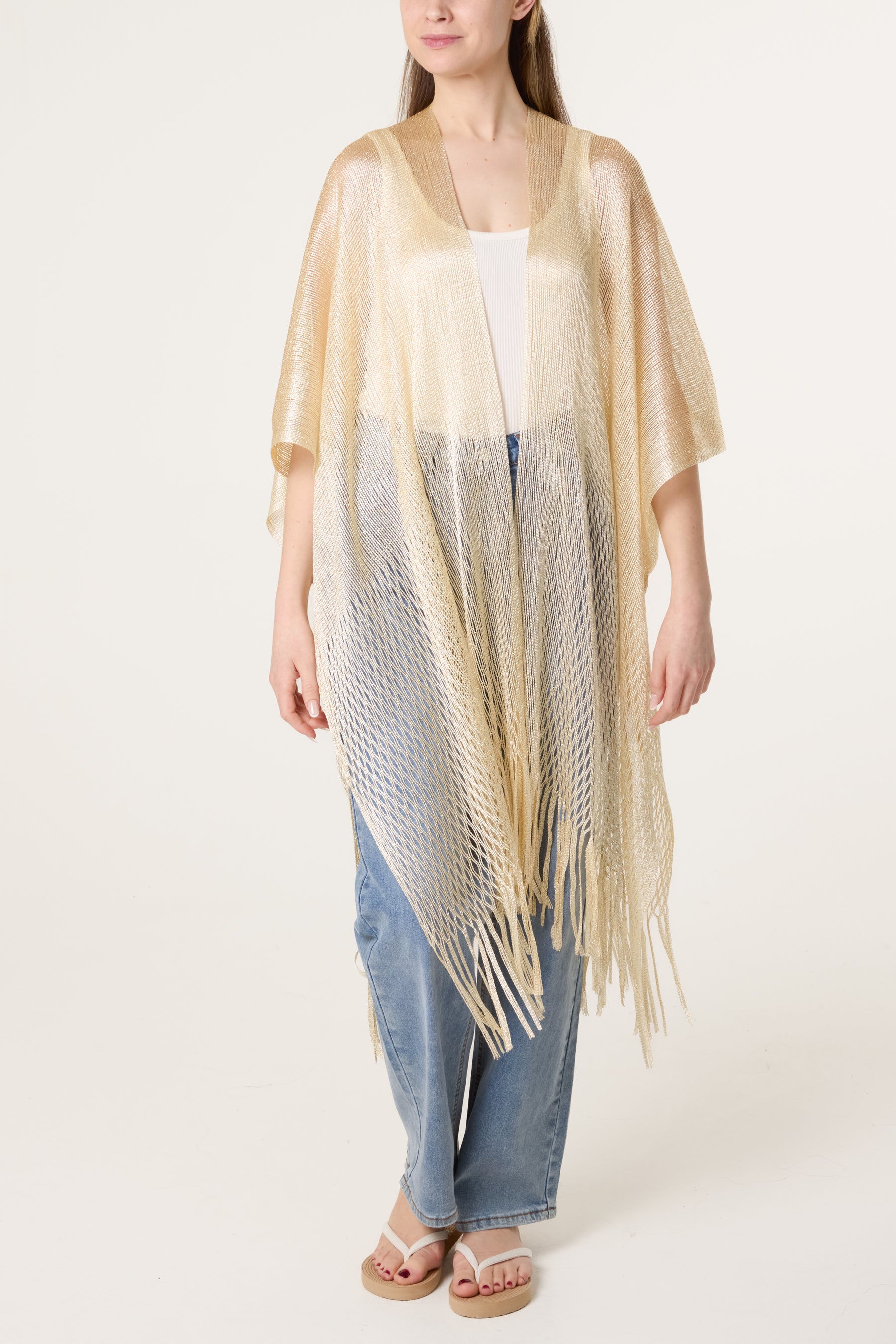 Metallic Net Tassel Cape