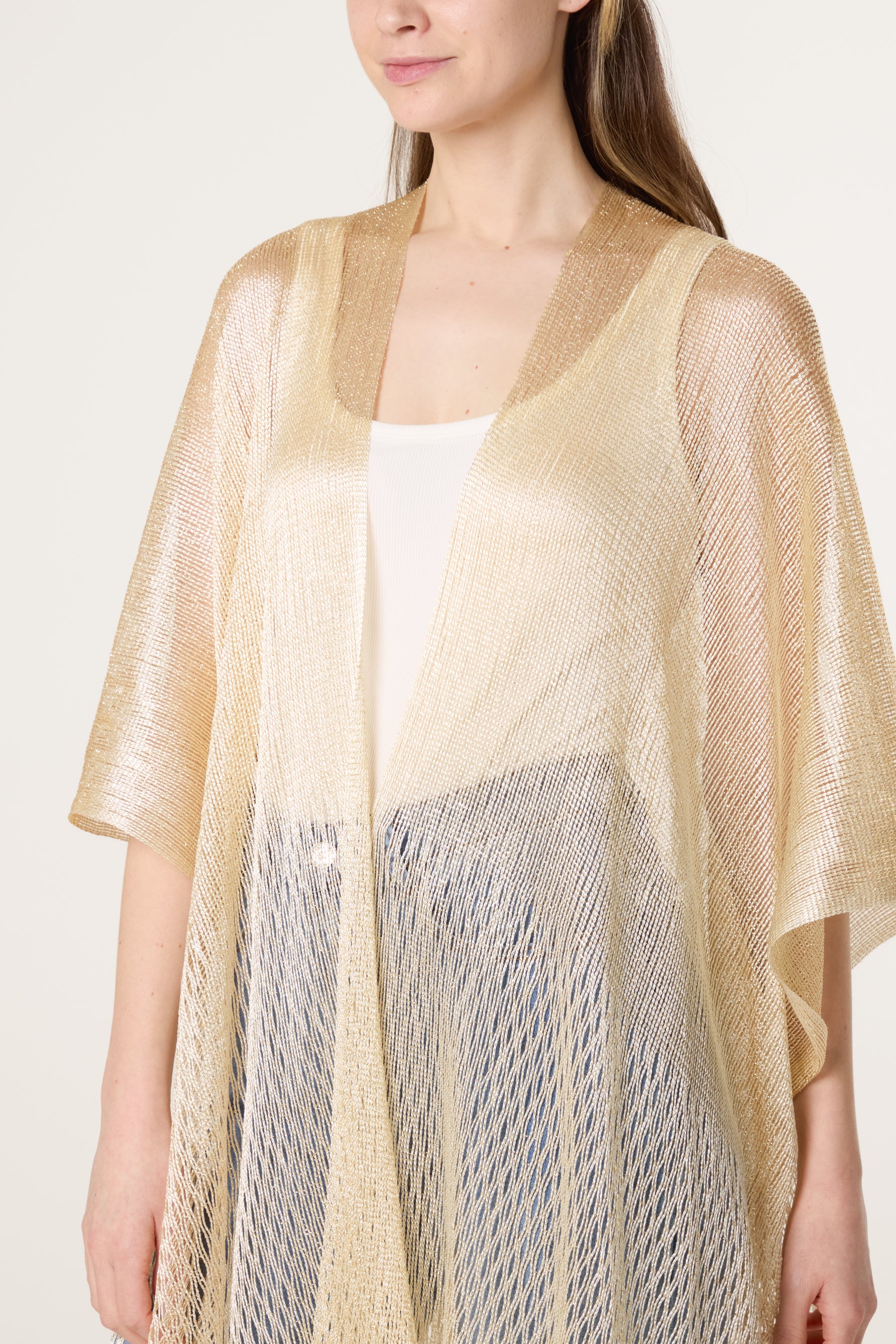 Metallic Net Tassel Cape