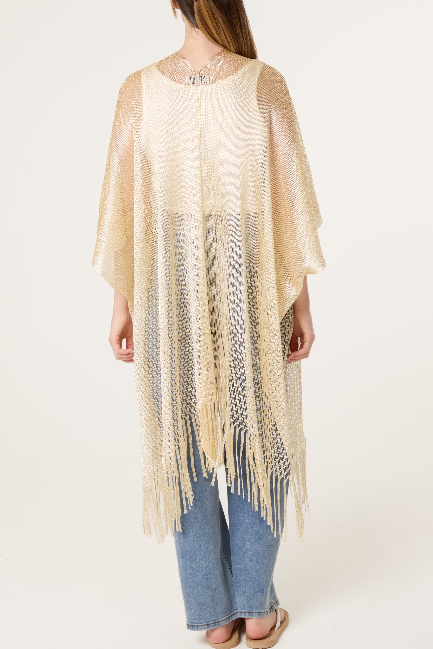 Metallic Net Tassel Cape