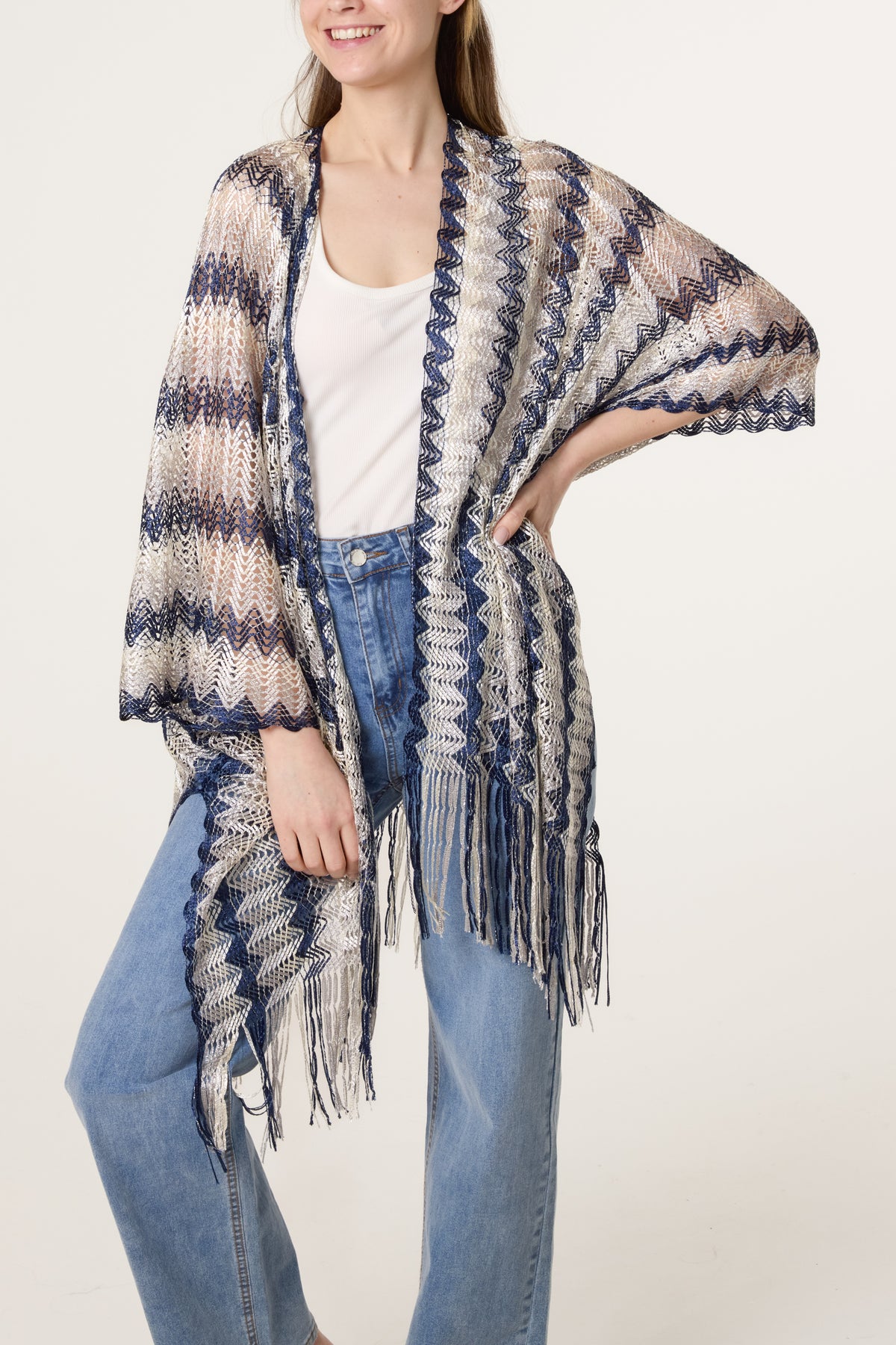 Zigzag Net Tassel Cape