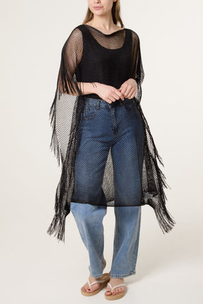 Mesh Net Metallic Poncho