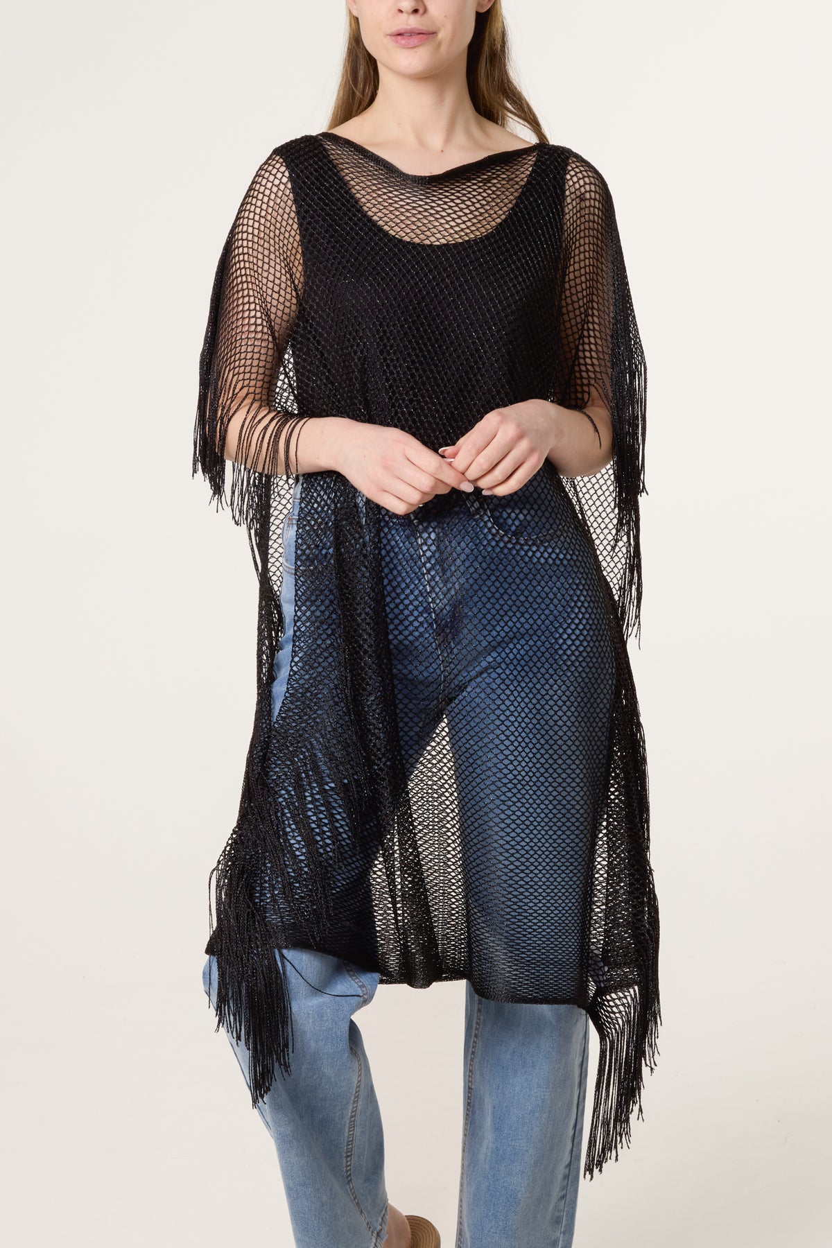 Mesh Net Metallic Poncho