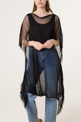 Mesh Net Metallic Poncho