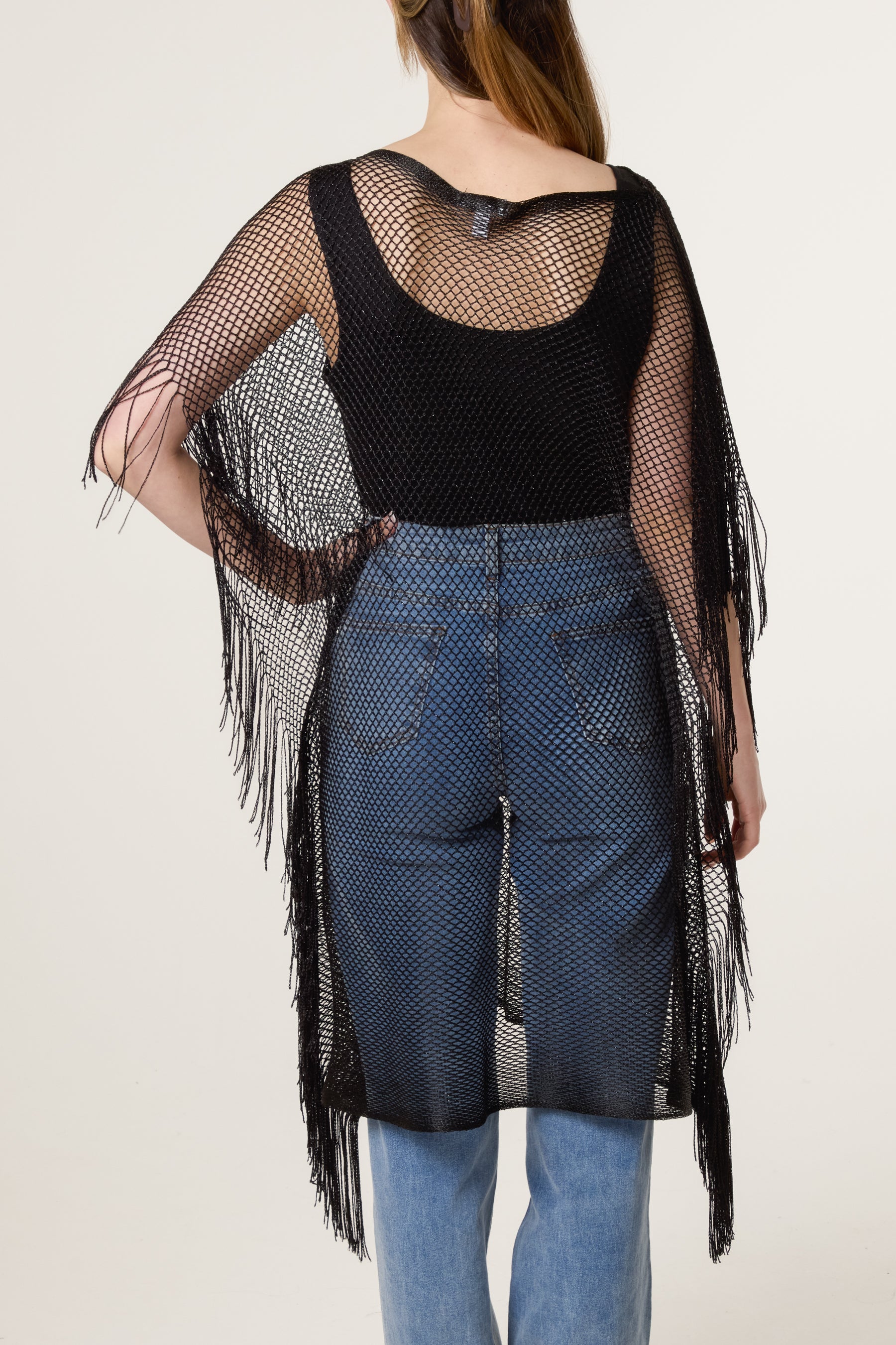 Mesh Net Metallic Poncho