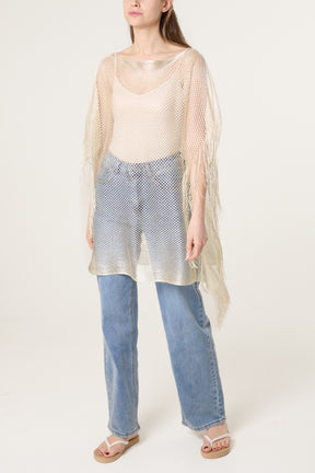 Mesh Net Metallic Poncho