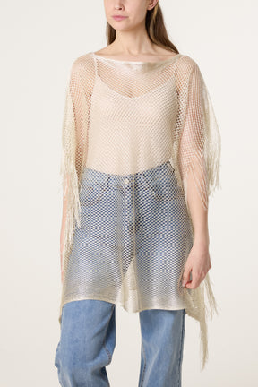 Mesh Net Metallic Poncho